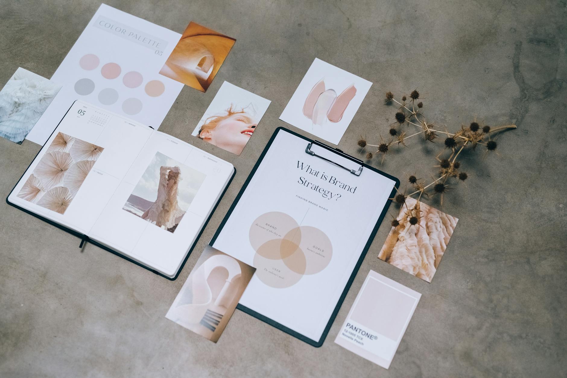 Materiały do tworzenia moodboardu marki i palety kolorów